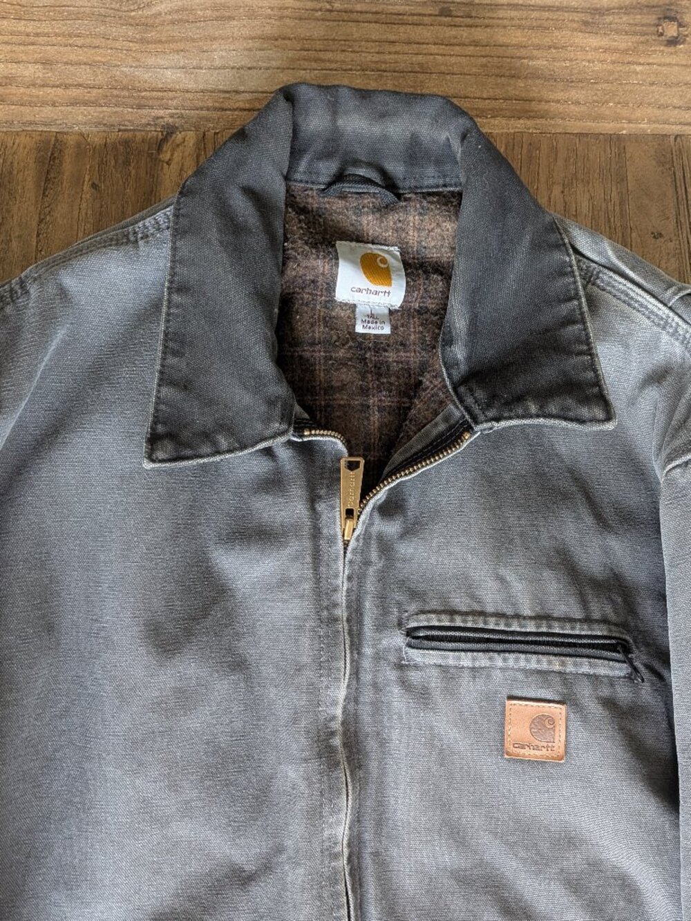 Carhartt J97 GVL‎ Detroit Jacket Gravel Grey Mens Large Tall Blanket Lined Zip